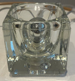 Pair of 1970s German Putzler Clear Cubed Glass Table Lamps