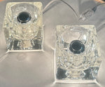 Pair of 1970s German Putzler Clear Cubed Glass Table Lamps