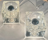 Pair of 1970s German Putzler Clear Cubed Glass Table Lamps