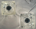 Pair of 1970s German Putzler Clear Cubed Glass Table Lamps
