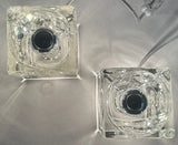 Pair of 1970s German Putzler Clear Cubed Glass Table Lamps
