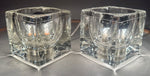 Pair of 1970s German Putzler Clear Cubed Glass Table Lamps