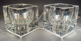 Pair of 1970s German Putzler Clear Cubed Glass Table Lamps