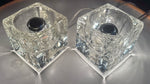Pair of 1970s German Putzler Clear Cubed Glass Table Lamps