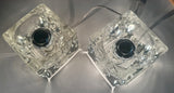 Pair of 1970s German Putzler Clear Cubed Glass Table Lamps