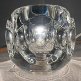 Pair of 1970s Putzler Clear Circular Convex Glass Table Lamps