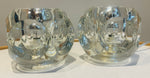 Pair of 1970s Putzler Clear Circular Convex Glass Table Lamps