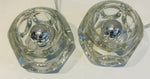 Pair of 1970s Putzler Clear Circular Convex Glass Table Lamps