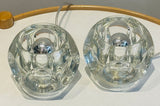 Pair of 1970s Putzler Clear Circular Convex Glass Table Lamps