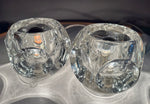 Pair of 1970s Putzler Clear Circular Convex Glass Table Lamps