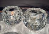 Pair of 1970s Putzler Clear Circular Convex Glass Table Lamps