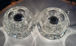 Pair of 1970s Putzler Clear Circular Convex Glass Table Lamps