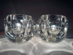Pair of 1970s Putzler Clear Circular Convex Glass Table Lamps