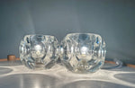 Pair of 1970s Putzler Clear Circular Convex Glass Table Lamps