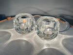 Pair of 1970s Putzler Clear Circular Convex Glass Table Lamps