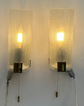 Pair of 1970s German Tubular Frosted Glass Wall Lights