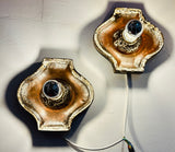 Pair of 1970s German Fat Lava Hustadt Brown Ceramic Wall Lights