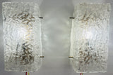 Pair of 1970s Kaiser Rectangular Frosted Glass Wall Lights