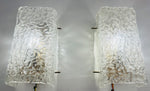 Pair of 1970s Kaiser Rectangular Frosted Glass Wall Lights