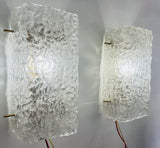 Pair of 1970s Kaiser Rectangular Frosted Glass Wall Lights