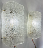 Pair of 1970s Kaiser Rectangular Frosted Glass Wall Lights