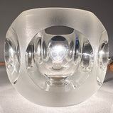 Pair of 1970s Putzler Frosted & Clear Concave Glass Table Lamps