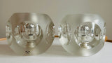 Pair of 1970s Putzler Frosted & Clear Concave Glass Table Lamps