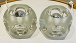 Pair of 1970s Putzler Frosted & Clear Concave Glass Table Lamps