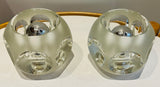 Pair of 1970s Putzler Frosted & Clear Concave Glass Table Lamps