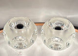 Pair of 1970s Putzler Frosted & Clear Concave Glass Table Lamps