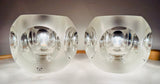 Pair of 1970s Putzler Frosted & Clear Concave Glass Table Lamps