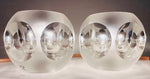 Pair of 1970s Putzler Frosted & Clear Concave Glass Table Lamps
