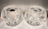 Pair of 1970s Putzler Frosted & Clear Concave Glass Table Lamps