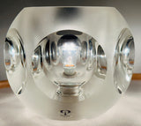 Pair of 1970s Putzler Frosted & Clear Concave Glass Table Lamps