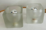 Pair of 1970s German Putzler Frosted Cubed Glass Table Lamps