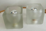 Pair of 1970s German Putzler Frosted Cubed Glass Table Lamps