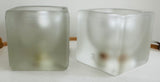 Pair of 1970s German Putzler Frosted Cubed Glass Table Lamps