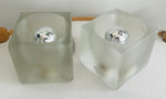 Pair of 1970s German Putzler Frosted Cubed Glass Table Lamps