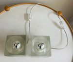 Pair of 1970s German Putzler Frosted Cubed Glass Table Lamps