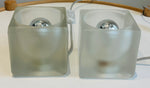 Pair of 1970s German Putzler Frosted Cubed Glass Table Lamps