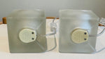 Pair of 1970s German Putzler Frosted Cubed Glass Table Lamps
