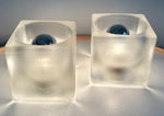 Pair of 1970s German Putzler Frosted Cubed Glass Table Lamps