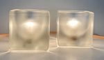 Pair of 1970s German Putzler Frosted Cubed Glass Table Lamps