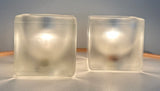 Pair of 1970s German Putzler Frosted Cubed Glass Table Lamps