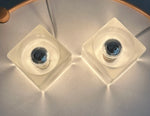 Pair of 1970s German Putzler Frosted Cubed Glass Table Lamps