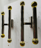 Pair of 1970s Italian Sciolari Two Tube Wall Lights