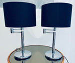 Pair of 1970s USA Nessen Swing Arm Chrome Table Lamps