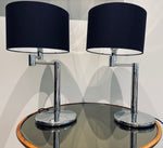 Pair of 1970s USA Nessen Swing Arm Chrome Table Lamps