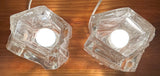 Pair of 1970s German Peill & Putzler Glacier Glass Table Lamps