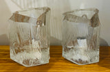 Pair of 1970s German Peill & Putzler Glacier Glass Table Lamps
